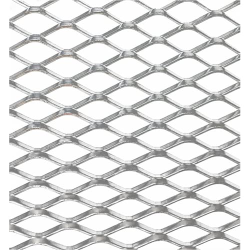 Image of Silver Universal 40 inchx13 inch Car Grill Mesh - Aluminum Alloy Automotive Grille Insert Bumper Rhombic Hole (7x12mm)