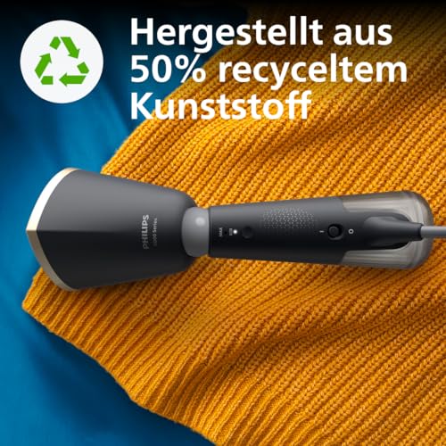 Philips Dampfglätter 5000-Serie – 35 Sekunden Aufheizen, kontinuierlicher Dampf, zwei Wassertanks, Eco-Modus, verstellbarer Kopf, Metallplatte, Handschuh, Beutel & StyleMat, anthrazit (STH5030/80)