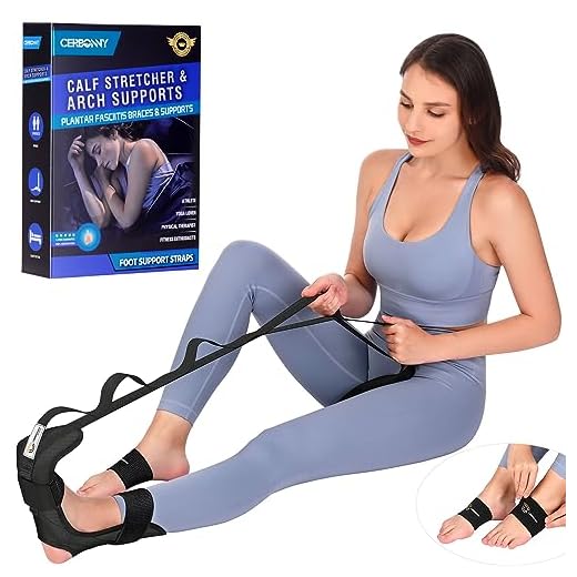 Cerbonny Stretch Strap & Foot Stretcher Set 12 Loops Yoga Stretching strap with Door Anchor,Snap Hook, Nonelastic Stretch Out Strap for Physical Therapy, Plantar Fasciitis,Pilates,Dance and Gymnastics