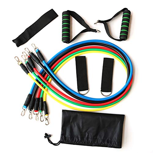 KYLINDRE Conjunto de Bandas de Resistencia al Ejercicio, 11pcs Entrenamiento de Fuerza Tubos de Fitness Bandas de tensión, Mangos, Correas de Tobillo, Movilidad de Estiramiento Cover
