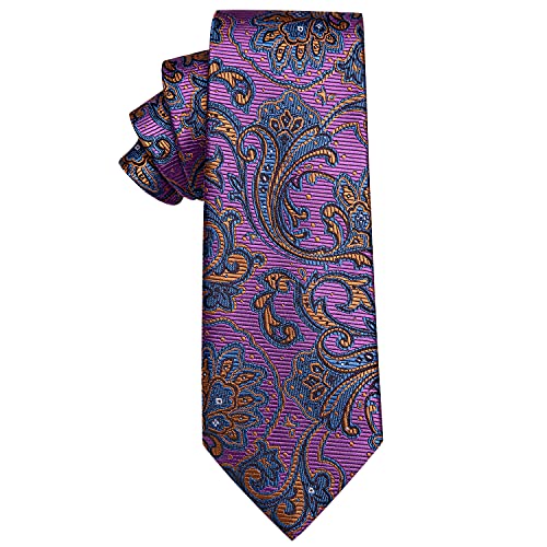 Image of YourTies Purple Blue Tie for Men Silk Paisley Men's Necktie Woven Jacquard Formal Business Party Wedding Designer