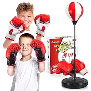 Punching Bag for Kids Included 2 Pack Boxing Gloves, Boxing Toy Sets with Height Adjustable Stand for Boys, Sports Gifts for Boys & Girls Age 5,6,7,8,9,10 Years Old