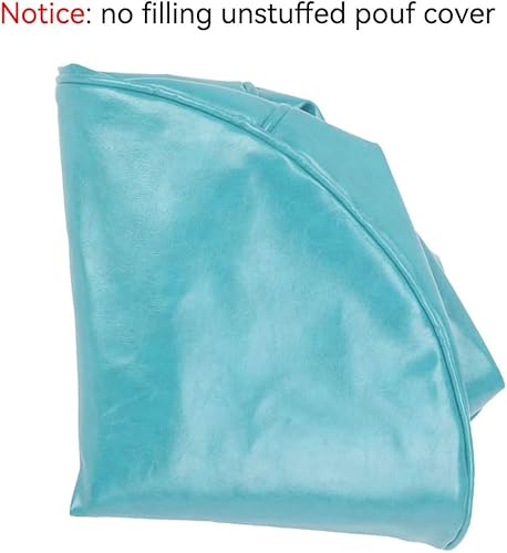 Miniatura 18 de Puf otomano hecho a mano de piel sintética sin relleno, solución de almacenamiento y asiento de suelo, taburete redondo de 14 x 20 pulgadas, Negro