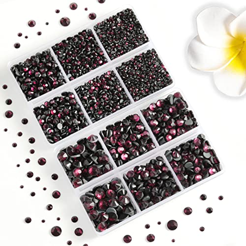 Image of 6736pcs Hotfix Rhinestones Flatback,Purple Rhinestones for Crafts Clothes Mixed 5 Sizes, Hotfix Crystals with Tweezers and Wax Pencil Kit, SS6-SS30,Amethyst