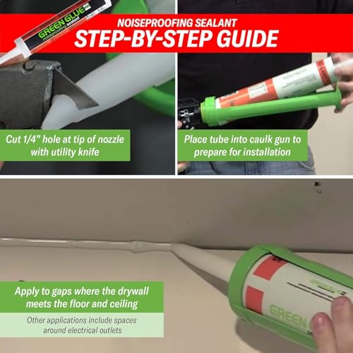 Green Glue Noiseproofing Sealant Caulk - Pack of 6 Tubes (28 oz Each) - with Cleanup Wipes