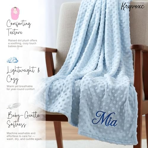 Personalized Baby Blanket and Plush Bunny Set, Custom Baby Blankets and Rabbit with Name, Personalized 2 in 1 Gift Set for Boy Girl Toddlers, Minky Dot Swaddle, Gift Set for Showering, Birthday - 2