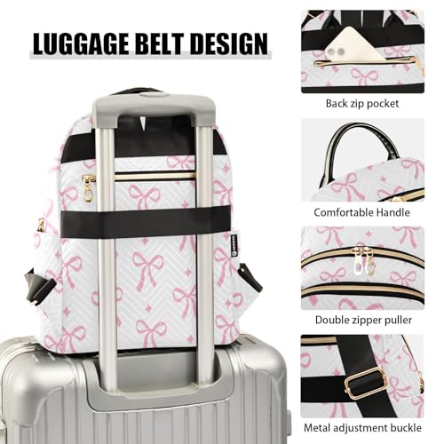 Image of Bow Quilted Backpack Purse for Women Fashion Small Backpack M | Shoulder Bag Travel Casual Daypack