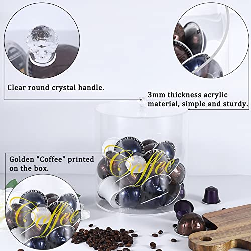 Elldoo Clear Acrylic Coffee Pod Holder With Lid For Nespresso Capsules Vertuoline Originalline, Large Capacity Coffee Pod Organizer Dispenser For Coffee Bar Accessories Kitchen Countertop #TOP4