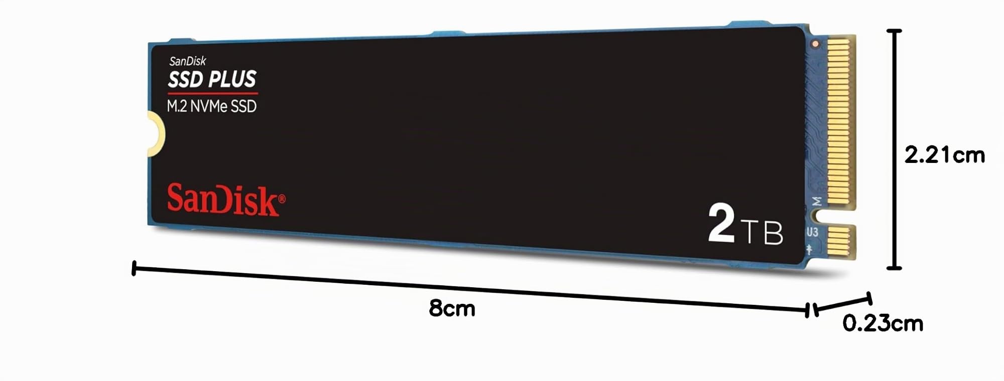 SSD Sandisk Plus - 2TB, NVMe, M.2 2280, Leitura até 3200MB/s