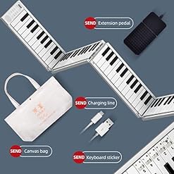 Gyj&mmm Christmas Carols Piano, Piano Portable Pliable, 88 Boutons Piano Portable avec Batterie USB Intégrée Et MIDI Via… - Les Beatles, Paul McCartney, John Lennon, RIngo Starr, George Harrison Gyj&mmm Christmas Carols Piano, Piano Portable Pliable, 88 Boutons Piano Portable avec Batterie USB Intégrée Et MIDI Via… – Image 2