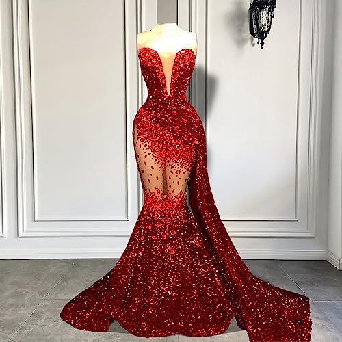 Keting Shiny Crystals Sequined Mermaid Prom Evening Party Dress Shower Gala Pageant Celebrity Gown2