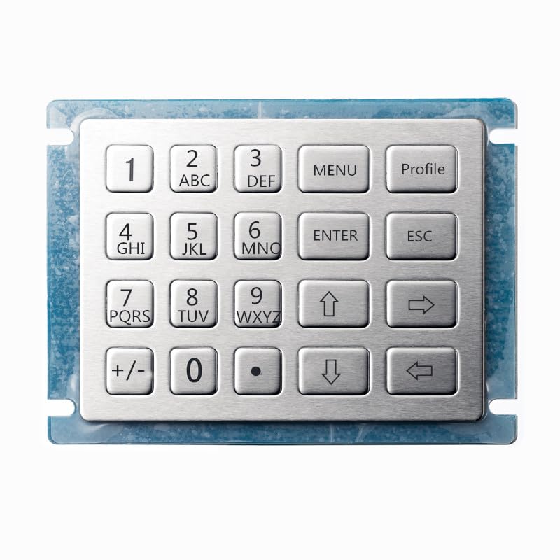 Tastierino numerico in metallo USB robusto in acciaio inossidabile impermeabile IP65 con 20 tasti D-8210(USB Interface,Layout 4)