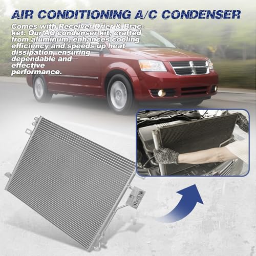 Image of Air Conditioning A /C Condenser Compatible with Chrysler Town & Country 08-16; Dodge Grand Caravan 08-20; Ram C /V 12-15; Volkswagen Routan 09-14# 3682, 7B0317019, 7B0317019A