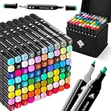 ZENO 80 Alcohol Markers Dual Tip – Brush & Fine Tip Markers for Adult Coloring Books, Art Markers for Drawing & Illustration, No Bleed Coloring Set with Case for Adults & Kids