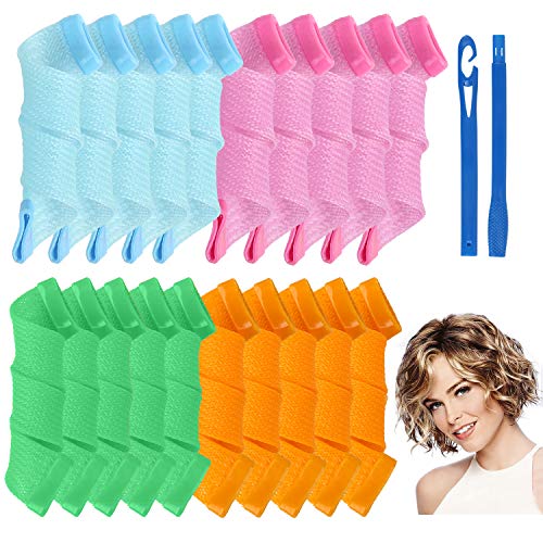 Moon Wood Hair Curlers Hair Rollers Spiral Curls No Heat Hair Wavers Styling Kit Wave Magic Rollers for Short Hair Long Hair Medium Hair (20cm)