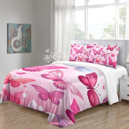Housse de couette papillon 3D parure de lit facile d'entretien lit simple