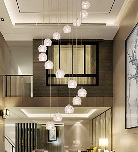 Lustre en verre cristal de style moderne minimaliste pour haut plafond