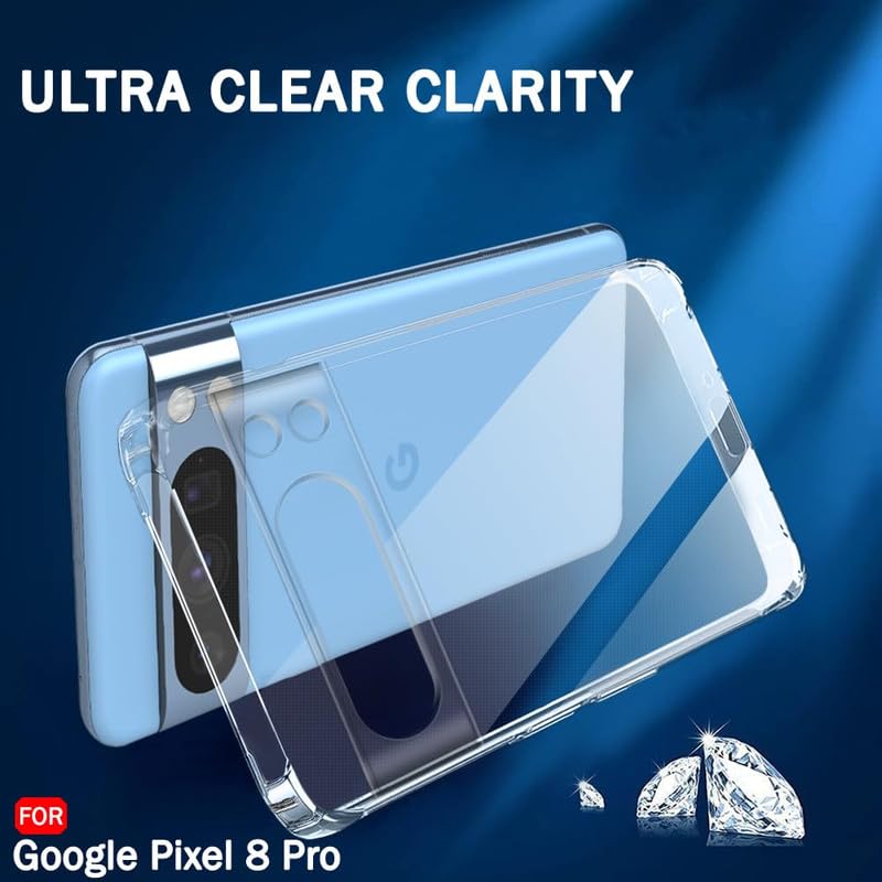 Image of Case Creation for Google Pixel 8 Pro Premium Imported Quality 0.3mm Crystal Clear Totu Silicone Transparent Flexible Soft Corner Protection with TPU Slim Back Case Color Cover for Google Pixel 8 Pro
