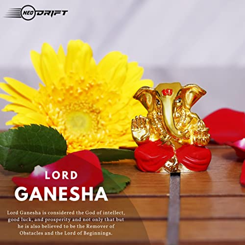 Image of Neodrift Ganesh Idol for Car Dashboard (Real 24kt & 999 Silver Plated, Dual-Tone Gold & Silver) (Model ND06) - Enhance Your Drive