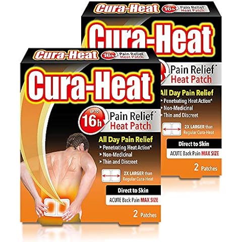 Cura-Heat Back Pain MAX size Direct-to-Skin 2 patches, Pack of 2 (4 patches) Cover