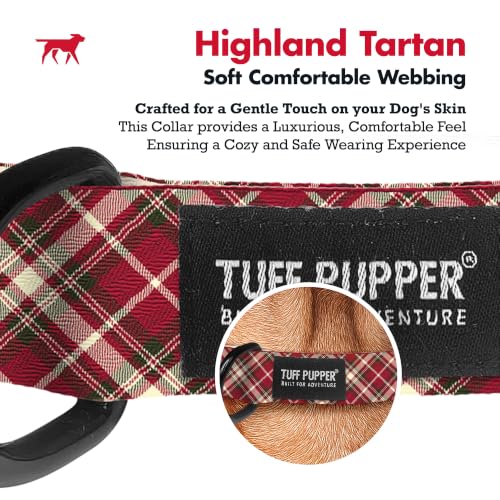 Image of Tuff Pupper Premium Adjustable Dog Collar, Stylish Pattern Collars Designed in USA, Quick Release Buckle, Highland Tartan Medium (1 Inch Wide x 13-18 Inch Neck)