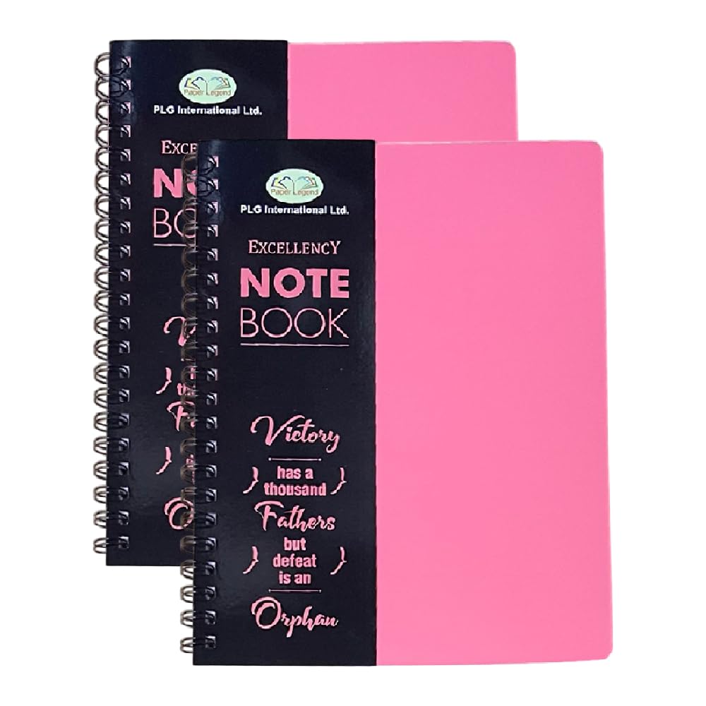 (Pack - 2) A4 Notebooks – Bright Colour Twin-Wire Bound Subject Notebooks – 140 Lined Pages, 68gsm Paper – Writing Pads for School, Office, Study & Everyday Notes (Pink, A4 - Poly Cover (For Office))