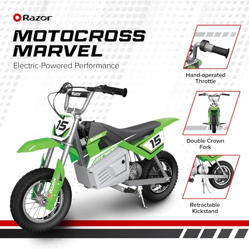 Razor MX400 Dirt Rocket â 14 MPH (22 KMH) Off-Road Electric Dirt Bike, High-Torque Motor, 30 Min Ride Time, Adjustable Handlebars, Ages 13+, Green - Image 5