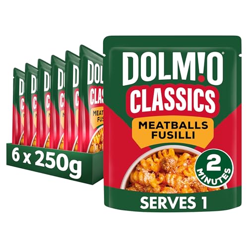 Dolmio Classics Meatballs Fusilli ready in 2 minutes Pasta Ready Meal serves 1 multipack 6x 250g