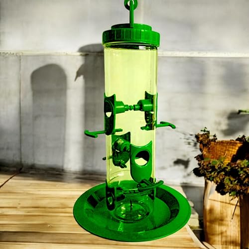 Image of Large Bird Feeder I Hanging Bird Feeder for Balcony I Outdoor Bird Food Feeder I 900 Capacity I Premium Hard Plastic Weatherproof, Attracting for Wild Birds (Green, Pack of 10 Pcs)