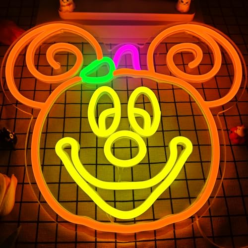 Image of Halloween Neon Sign Dimmable Pumpkin Neon Sign for Wall Decor Halloween Neon Light Home, Room, Party, Bar, Kids Room, Window Porch Front Halloween Decorations