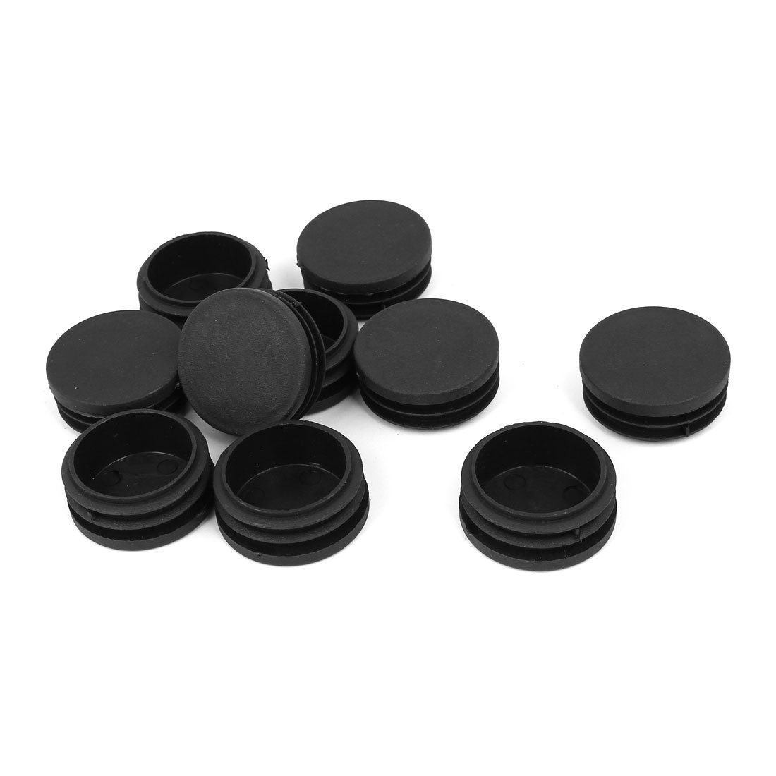Uxcell Black Sourcingmap 42Mm Dia Plastic Blanking End Cap Round Ribbed Tube Insert 10Pcs