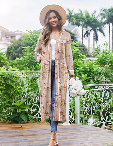 Image of Ekouaer Women Kimono Robes Full Length Knit Bathrobe Lightweight Sleepwear