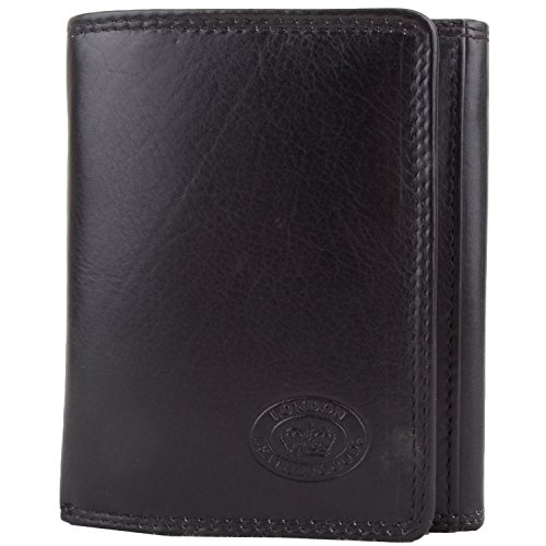 Portefeuille pour homme en cuir souple à trois volets avec plusieurs fonctionnalités, Noir, One Size, Pliage en trois parties