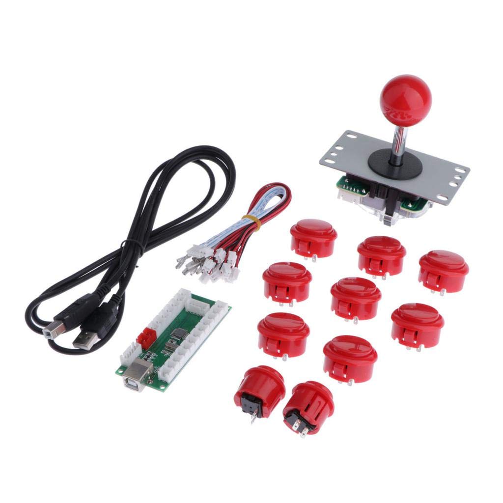 CALANDIS Arcade DIY Kit Desktop Rocker Arcade Accessories Player Arcade Game Red |