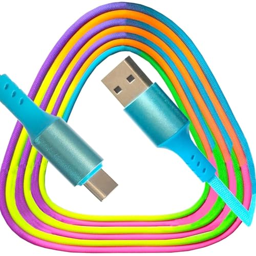 Image of SRUJAN Ultra-Fast Charging Cable USB to Type C | Rainbow Braided PD Fast Charging Cable for Smartphones, Tablets & Laptops | High-Speed Data Cable
