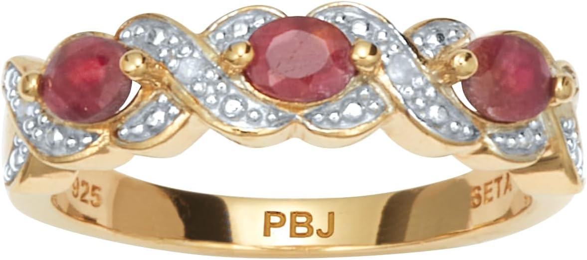 PalmBeach Yellow Gold-plated Sterling Silver Oval Cut Genuine Red Ruby and Diamond Accent Ring Sizes 6-12