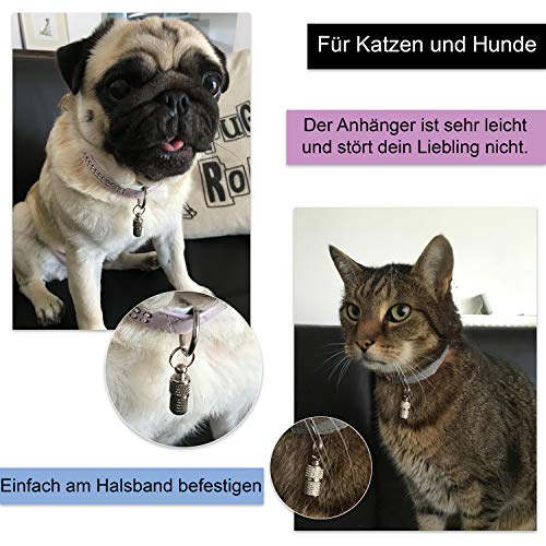 Aribari 2 x Adressanhänger geriffelt für Hunde und Katzen, Halsbandanhänger, Namensschild auch für kleine Tiere geeignet, Anhänger zur Tierkennzeichnung, aus Metall und wasserdicht