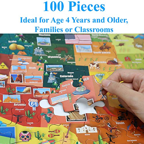 Puzzle Rompecabezas Jigsaw Mapa Colorido de Estados Unidos Think2Master 100 Piezas miniatura 2