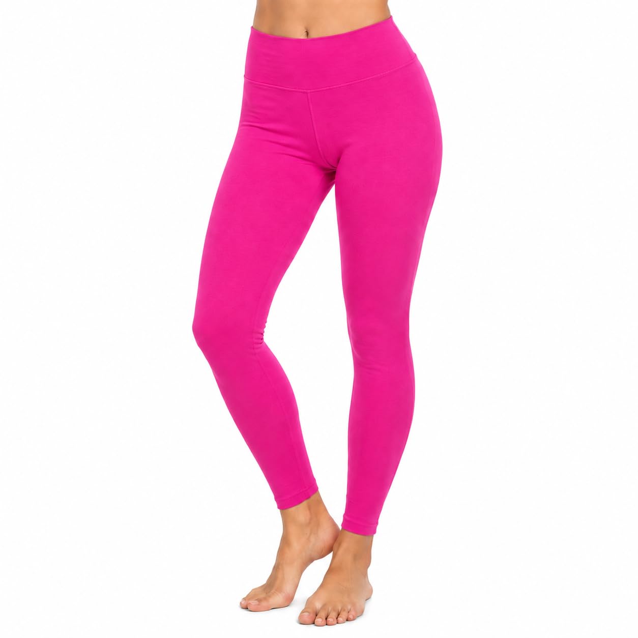Women's High Waist Leggings, Hot Pink, Full Length, Yoga and Workout Pants-picture-38
