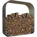 Galvanized Steel Firewood Storage Rack with Rubberized Edge, 4.7' x 1.4' x 4.7' Outdoor Log Holder Shed for Safe & Seasoned Wood Storage, Includes Assembly Gloves
