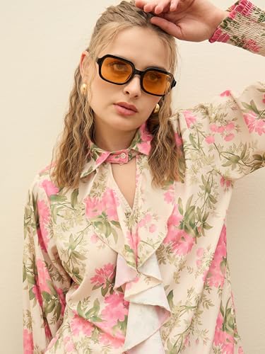 Image of Sassafras Women's Floral Top with Flared Pants