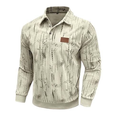 Mens Corduroy Sweatshirt Quarter Button Pullover - Long Sleeve Golf Sweater Jacket Vintage Knit Textured Sweatshirts4