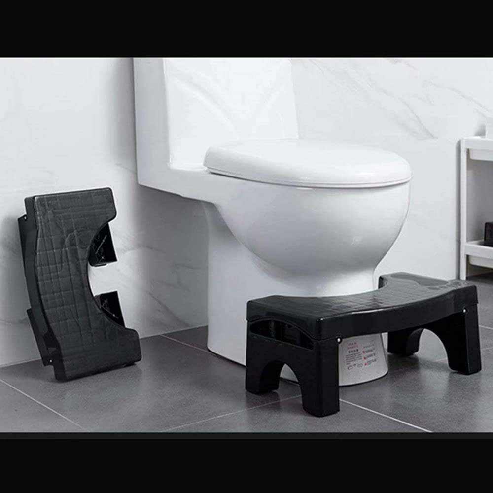 Toilettenhocker, zusammenklappbar, für Badezimmer, Hocker, Toilettenhocker für Erwachsene, rutschfest, Schwarz