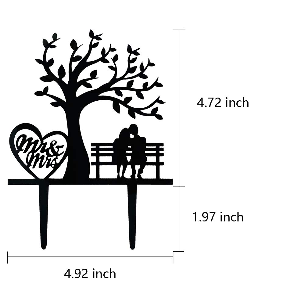 Mr and Mrs Wedding Cake Topper Tree & Bench Themed Cake Topper for Bridal Shower Anniversary Wedding Party Supplies