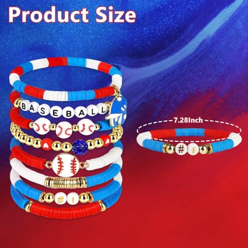 Baseball Clay Beaded Stretch Bracelets, Game Day Friendship Baseball Sport Fan Bracelet for for Sports Game Team Coach Mom Women Men Jewelry Accessories Gifts3