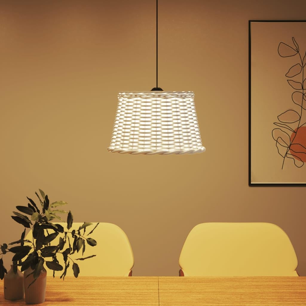 Ręcznie wykonany abażur sufitowy z naturalnej wikliny, Ø 45 x 28 cm, z lakierowaną żelazną oprawką do lamp wiszących, idealny do salonu, sypialni, jadalni, kuchni