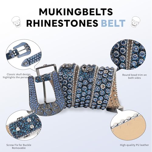 Men Women Rhinestone Belt Western Luxury Strap Studded Skull Diamond Belt Fashion Cowboy Cowgirl Bling Belts2