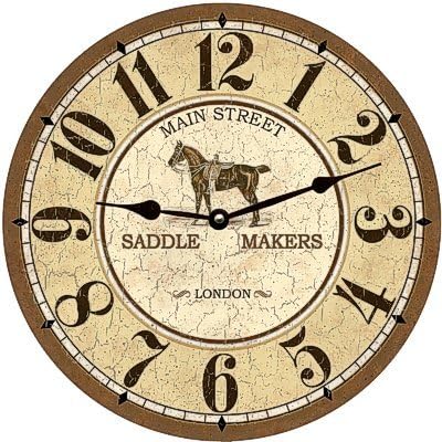 Main Street Saddle Makers Clock- Horse Wall Clock-Equestrian Clock (12.5")