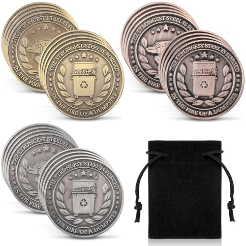 Ecation Dumpster Fire Challenge Coin 1. 5'' Double Sided Hilarious Motivational Token, Funny Office Gifts for Coworkers, Staff Appreciation, Fire Department Memorabilia & Workplace Pranks(12 Pieces)