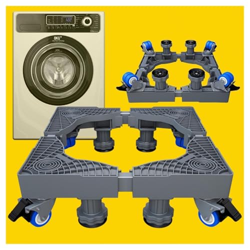 WXJHNYBS Soportes para Lavadoras-Secadoras 8 Columnas De Apoyo Base Regulable para Frigorífico Acero Inoxidable Soporte para Secadora Lavadora,4patas-4ruedas